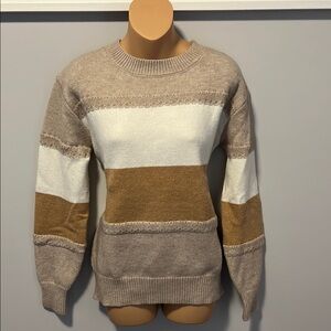 Cream and tan colorblock sweater